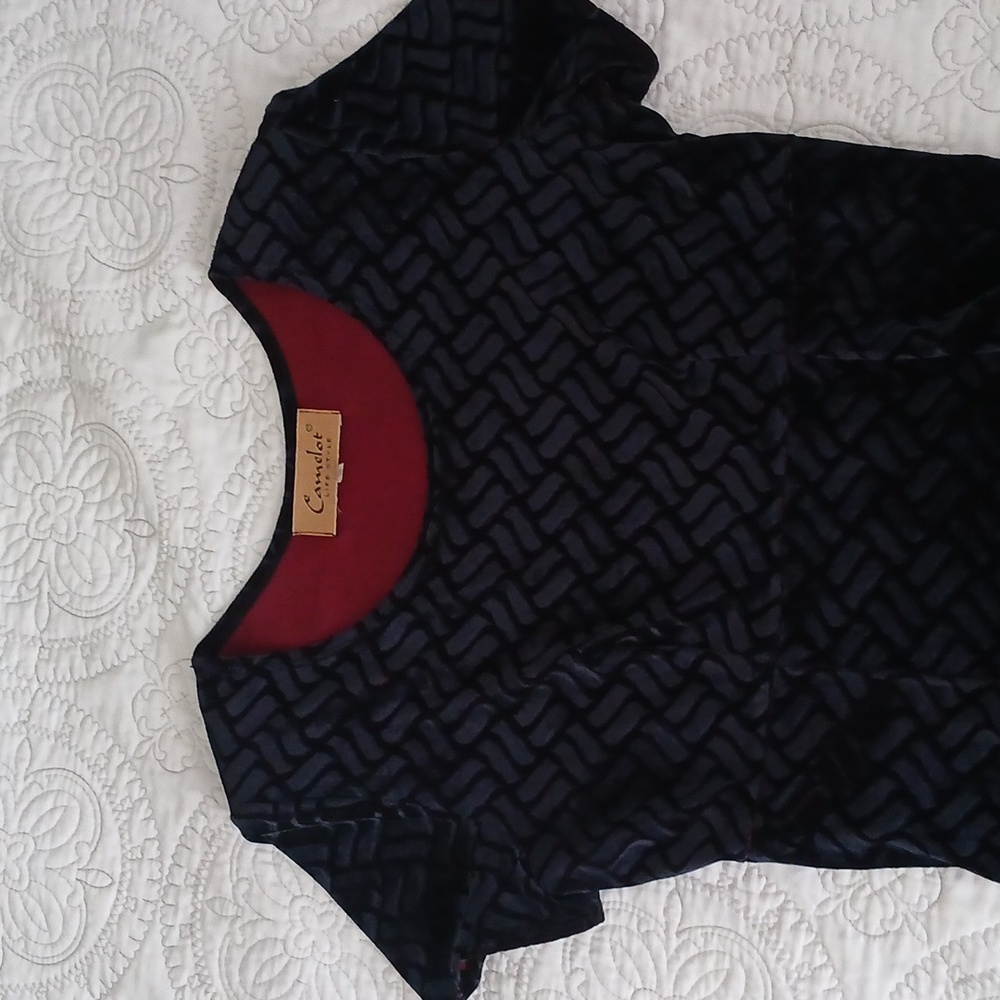 Vintage 90's Camelot A line, Navy Velvet dress, Red Lining.
